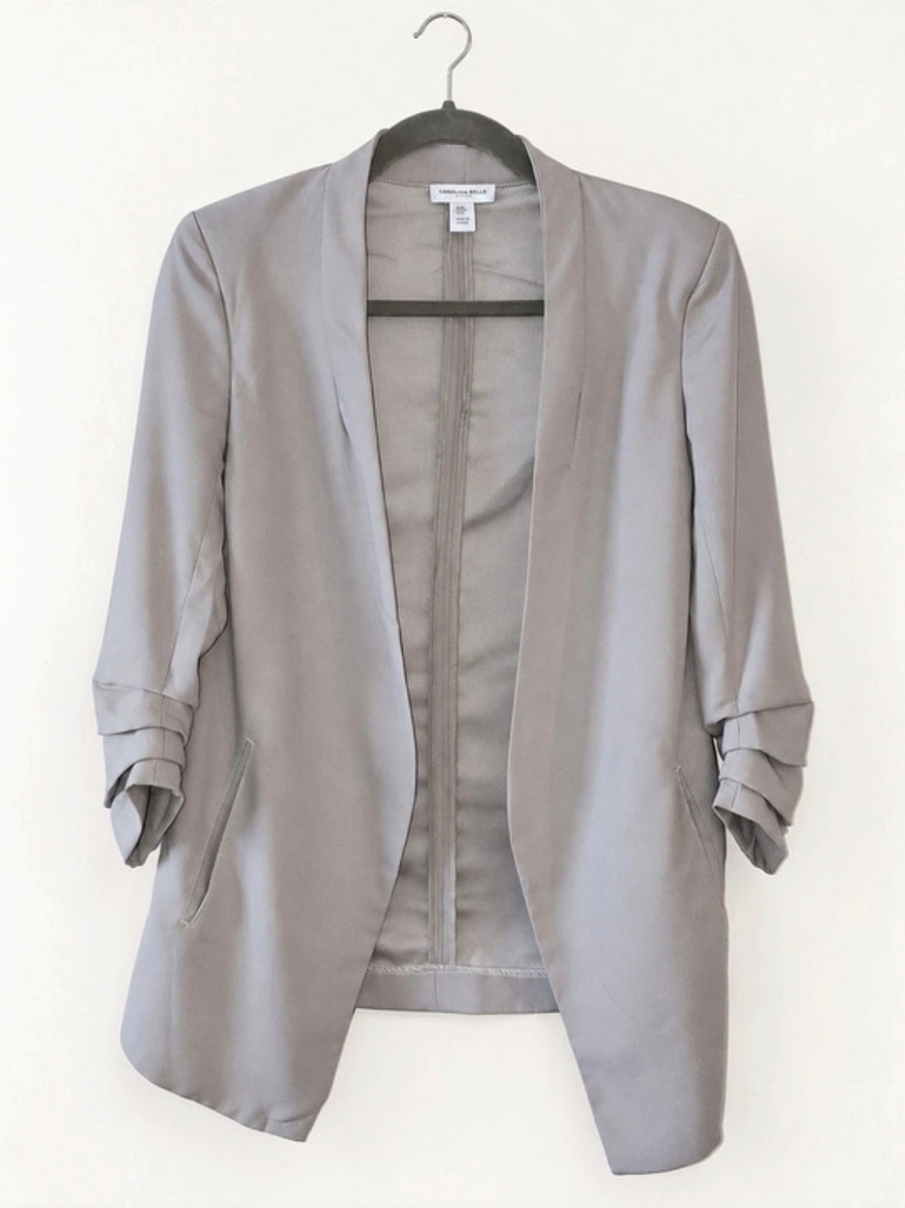 Carolina Belle Open Front Blazer Gray Size Medium Like New